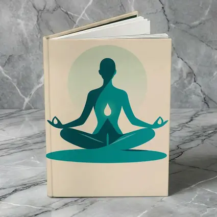Teal Yoga Meditation Silhouette Lotus Pose Beige