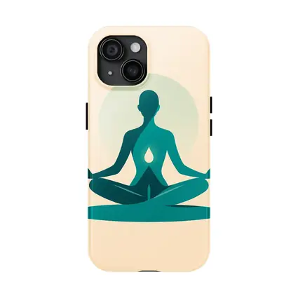 Teal Yoga Meditation Silhouette Lotus Pose Beige