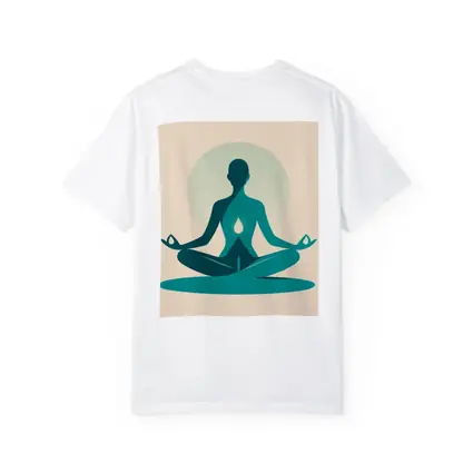 Teal Yoga Meditation Silhouette Lotus Pose Beige
