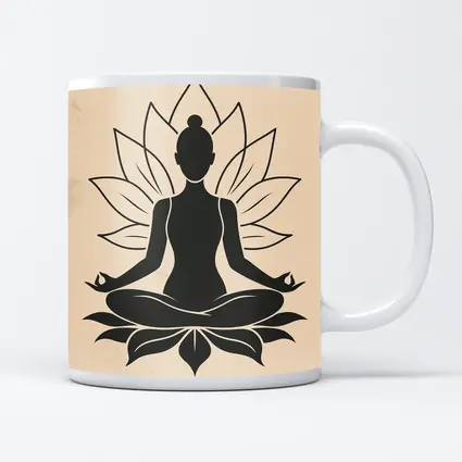 Yoga Meditation Lotus Pose Beige Minimal