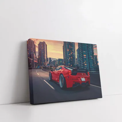 Ferrari California Red Supercar City Sunset