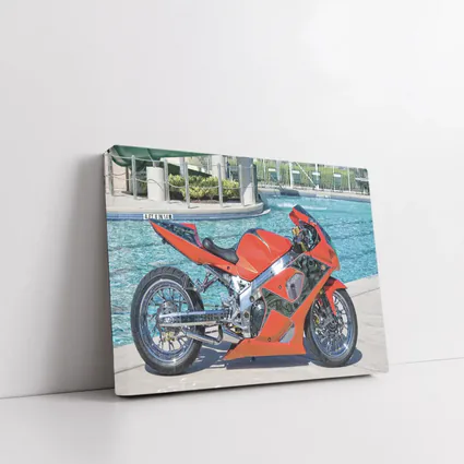Custom Orange Sport Bike Poolside Shot