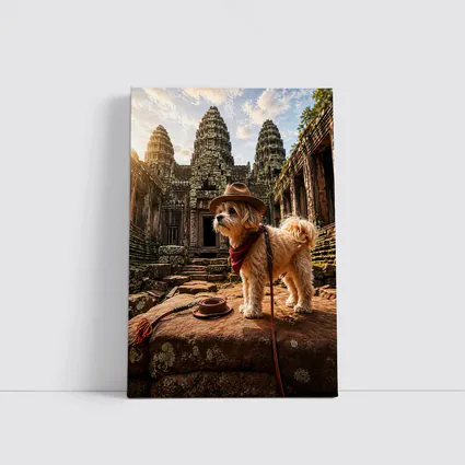 Maltese Dog Explorer Ancient Temple Ruins