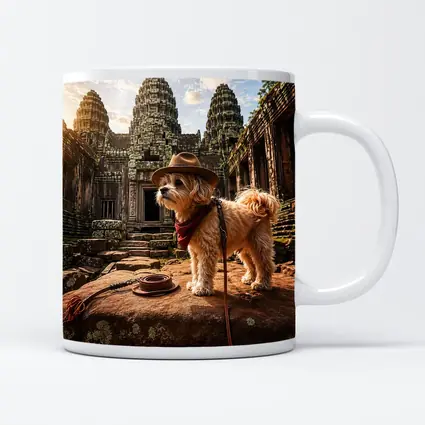 Maltese Dog Explorer Ancient Temple Ruins
