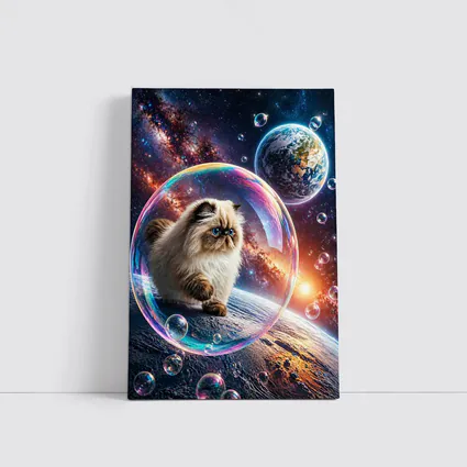 Himalayan Cat Floating Space Bubble Galaxy