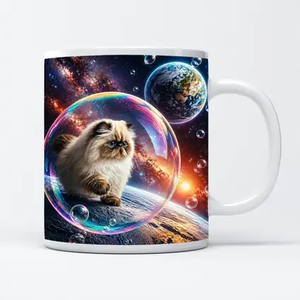Himalayan Cat Floating Space Bubble Galaxy