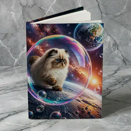 Himalayan Cat Floating Space Bubble Galaxy
