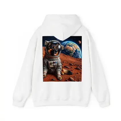 German Shepherd Astronaut on Mars Planet