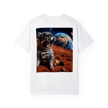 German Shepherd Astronaut on Mars Planet