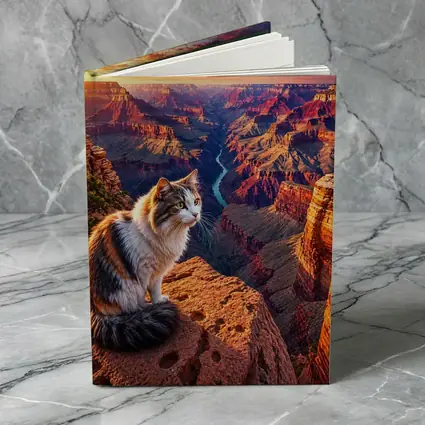 Calico Cat Sitting Grand Canyon Sunset