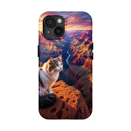 Calico Cat Sitting Grand Canyon Sunset