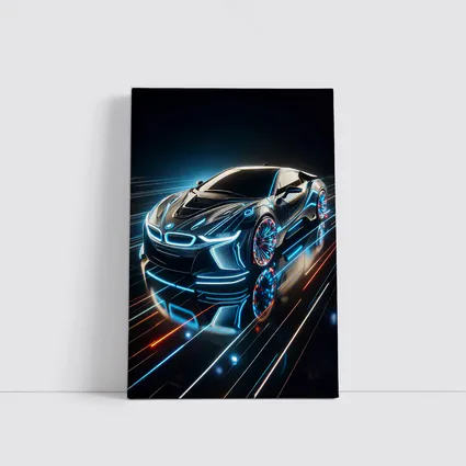 BMW i8 Neon Light Trails Dark Background
