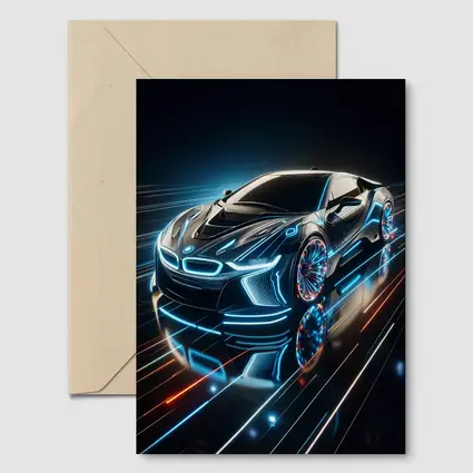 BMW i8 Neon Light Trails Dark Background