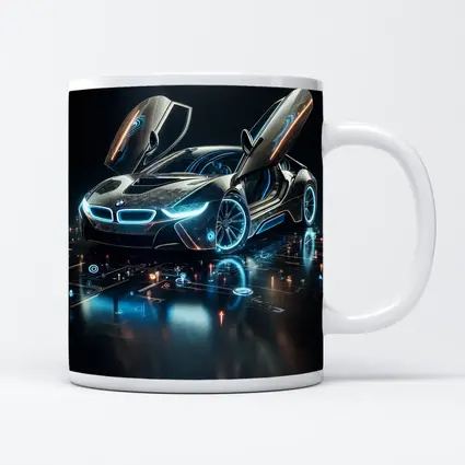 BMW i8 Glowing Neon Digital Dark Background