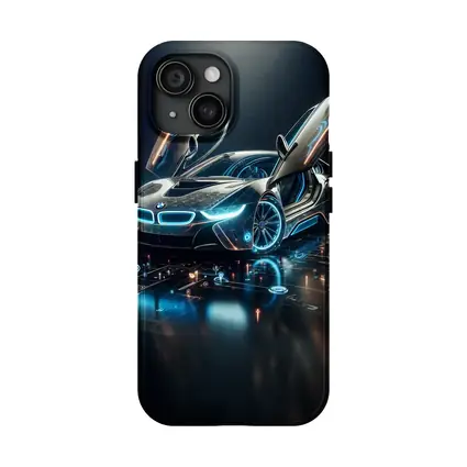 BMW i8 Glowing Neon Digital Dark Background