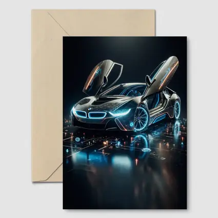 BMW i8 Glowing Neon Digital Dark Background