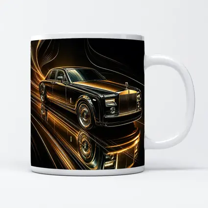 Rolls Royce Phantom Black Gold Abstract Art