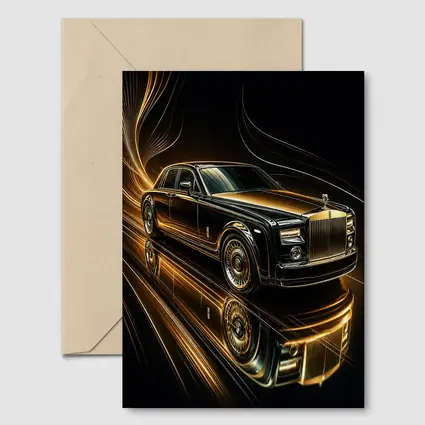Rolls Royce Phantom Black Gold Abstract Art