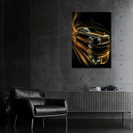 Rolls Royce Phantom Black Gold Abstract Art