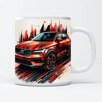 Volvo XC40 Red Abstract City Art