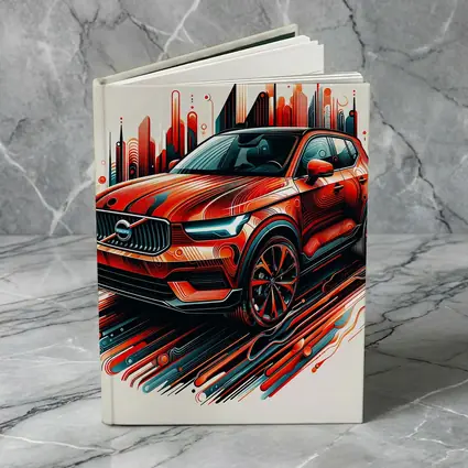 Volvo XC40 Red Abstract City Art
