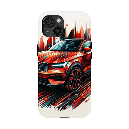 Volvo XC40 Red Abstract City Art