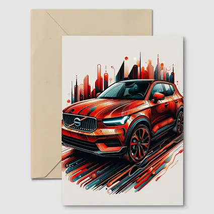 Volvo XC40 Red Abstract City Art