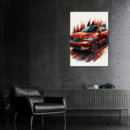 Volvo XC40 Red Abstract City Art