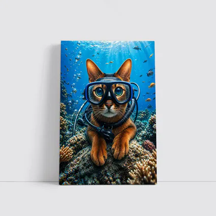 Abyssinian Cat Scuba Diver Underwater Coral Reef