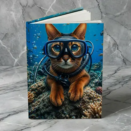Abyssinian Cat Scuba Diver Underwater Coral Reef