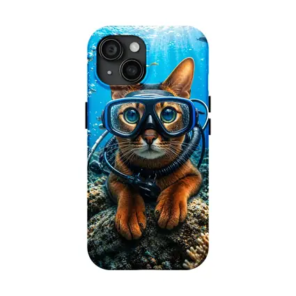 Abyssinian Cat Scuba Diver Underwater Coral Reef