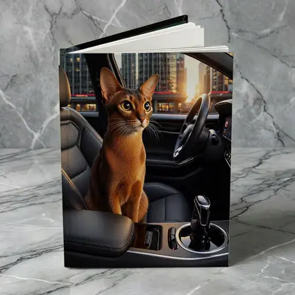 Abyssinian Cat Inside Modern Car City