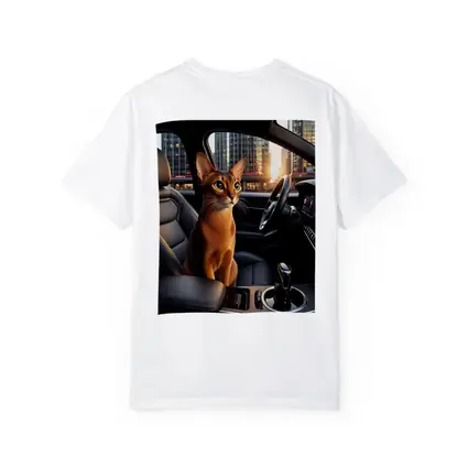 Abyssinian Cat Inside Modern Car City