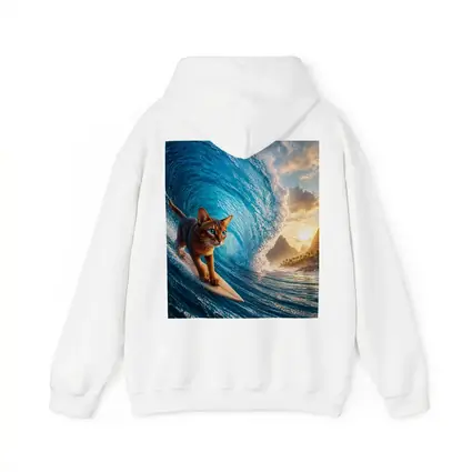 Abyssinian Cat Surfing Giant Ocean Wave