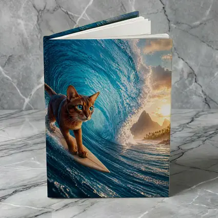 Abyssinian Cat Surfing Giant Ocean Wave