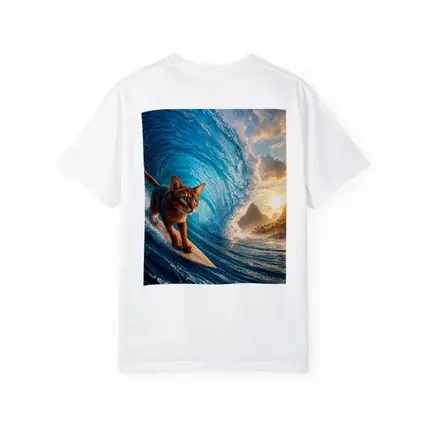 Abyssinian Cat Surfing Giant Ocean Wave