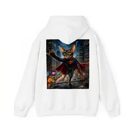Abyssinian Cat Superman Hero City Night