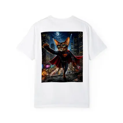 Abyssinian Cat Superman Hero City Night
