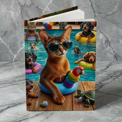Abyssinian Cat Pool Party With Friends