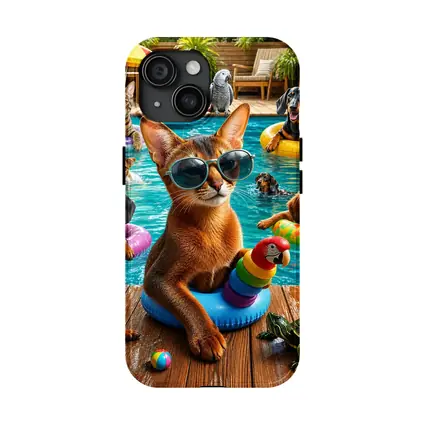 Abyssinian Cat Pool Party With Friends