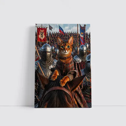 Abyssinian Cat Knight Leading Medieval Army