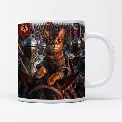 Abyssinian Cat Knight Leading Medieval Army