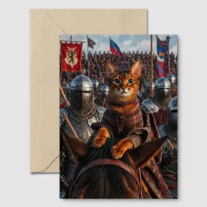 Abyssinian Cat Knight Leading Medieval Army