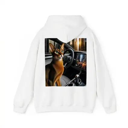 Abyssinian Cat Inside Modern Car City