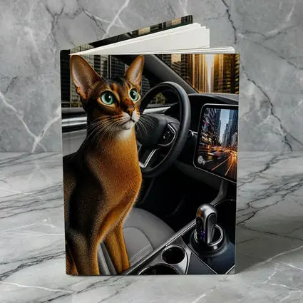 Abyssinian Cat Inside Modern Car City