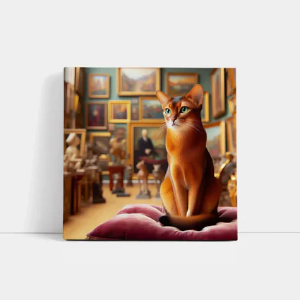 Abyssinian Cat Sitting in Art Gallery