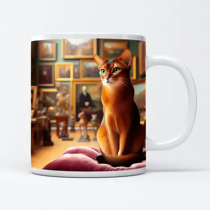 Abyssinian Cat Sitting in Art Gallery