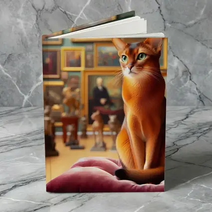 Abyssinian Cat Sitting in Art Gallery