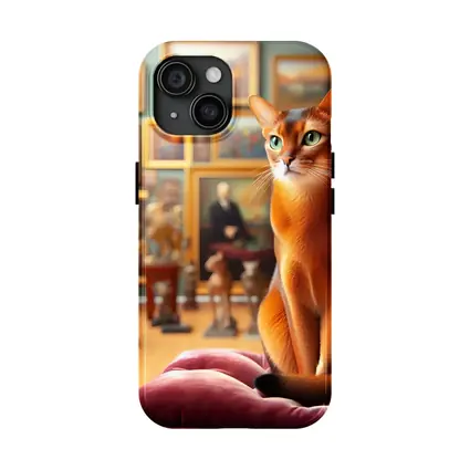 Abyssinian Cat Sitting in Art Gallery