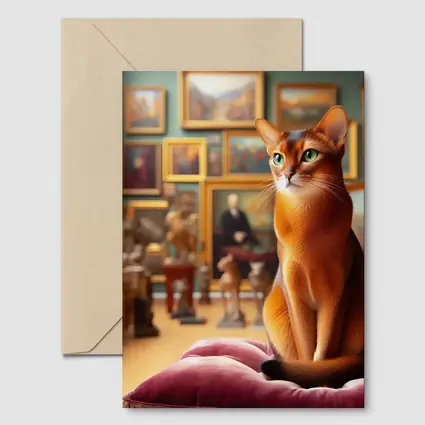 Abyssinian Cat Sitting in Art Gallery